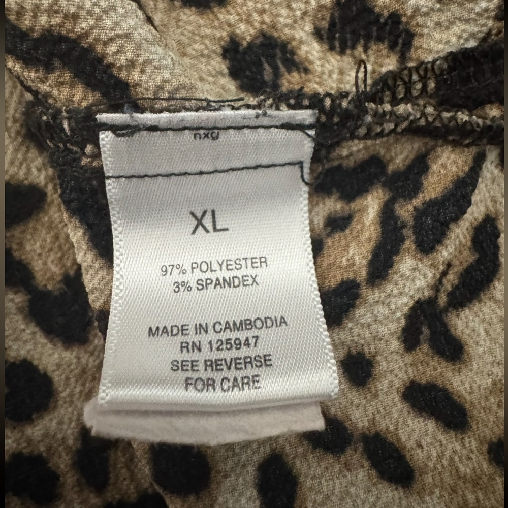 Roz & Ali Leopard Print Short Sleeve Blouse XL | Brown & Black - Picture 6 of 6